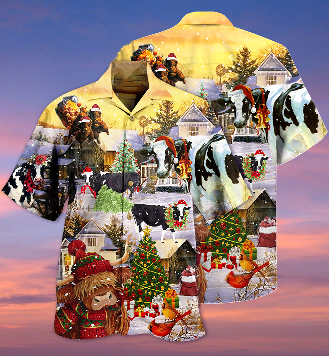 Cow Christmas Love Animals Love - Hawaiian Shirt - Reefox