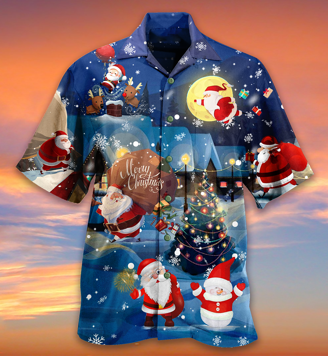 Christmas Love Santa And Gifts Lovely Night - Hawaiian Shirt - Reefox