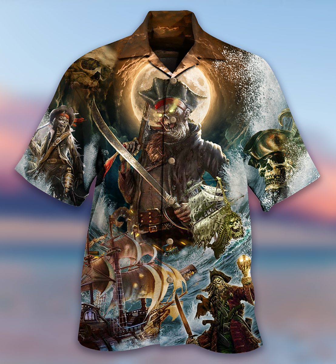 Pirate Skull Pirates Love Ocean - Hawaiian Shirt - Reefox