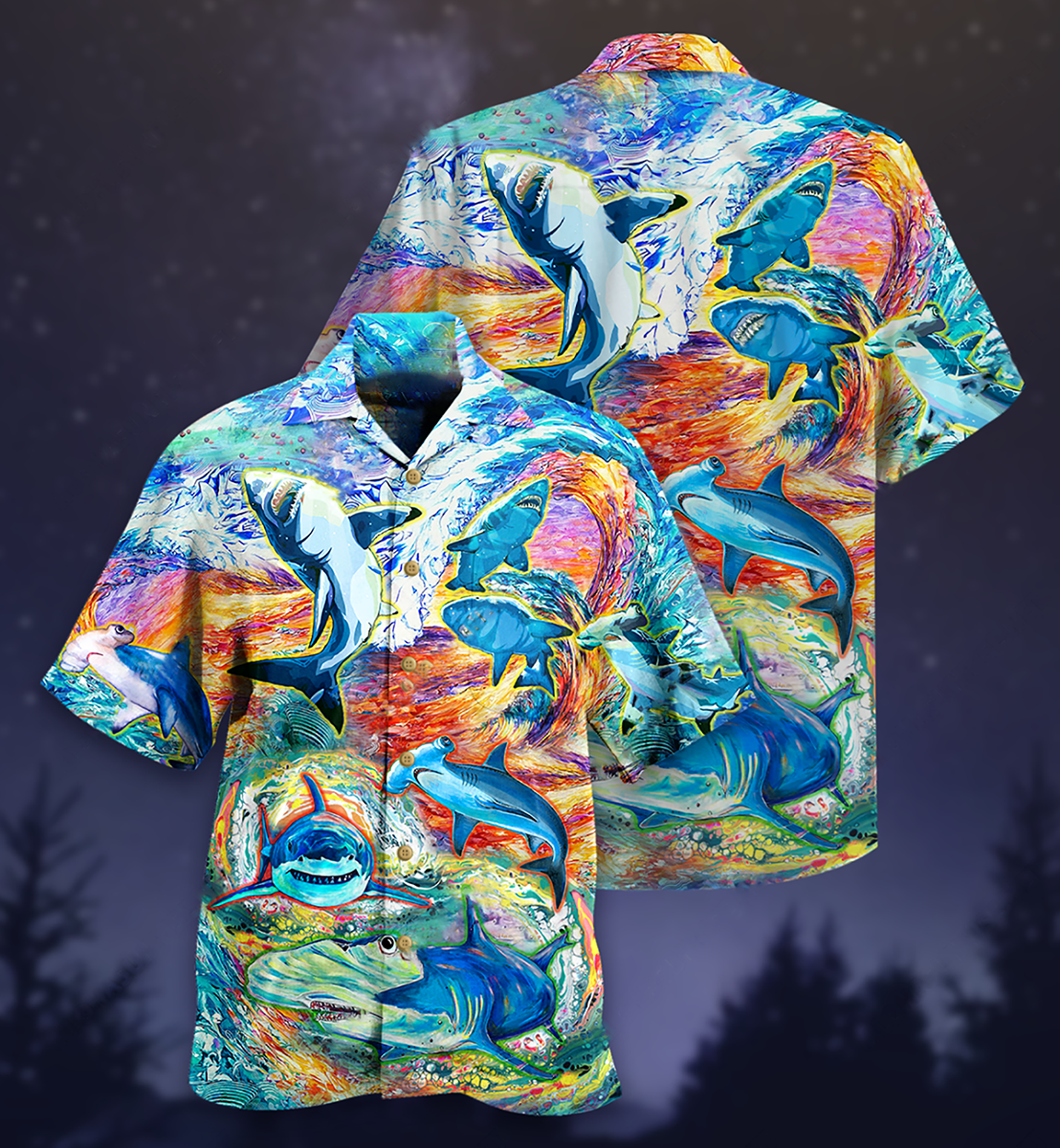 Shark Painting Color - Hawaiian Shirt - Reefox