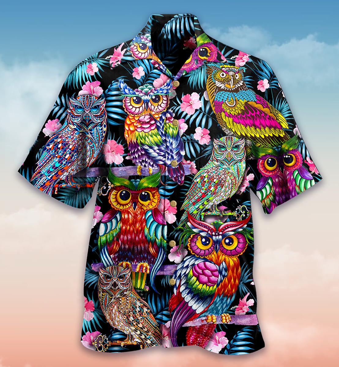 Owl And Nice Flowers - Hawaiian Shirt - Reefox
