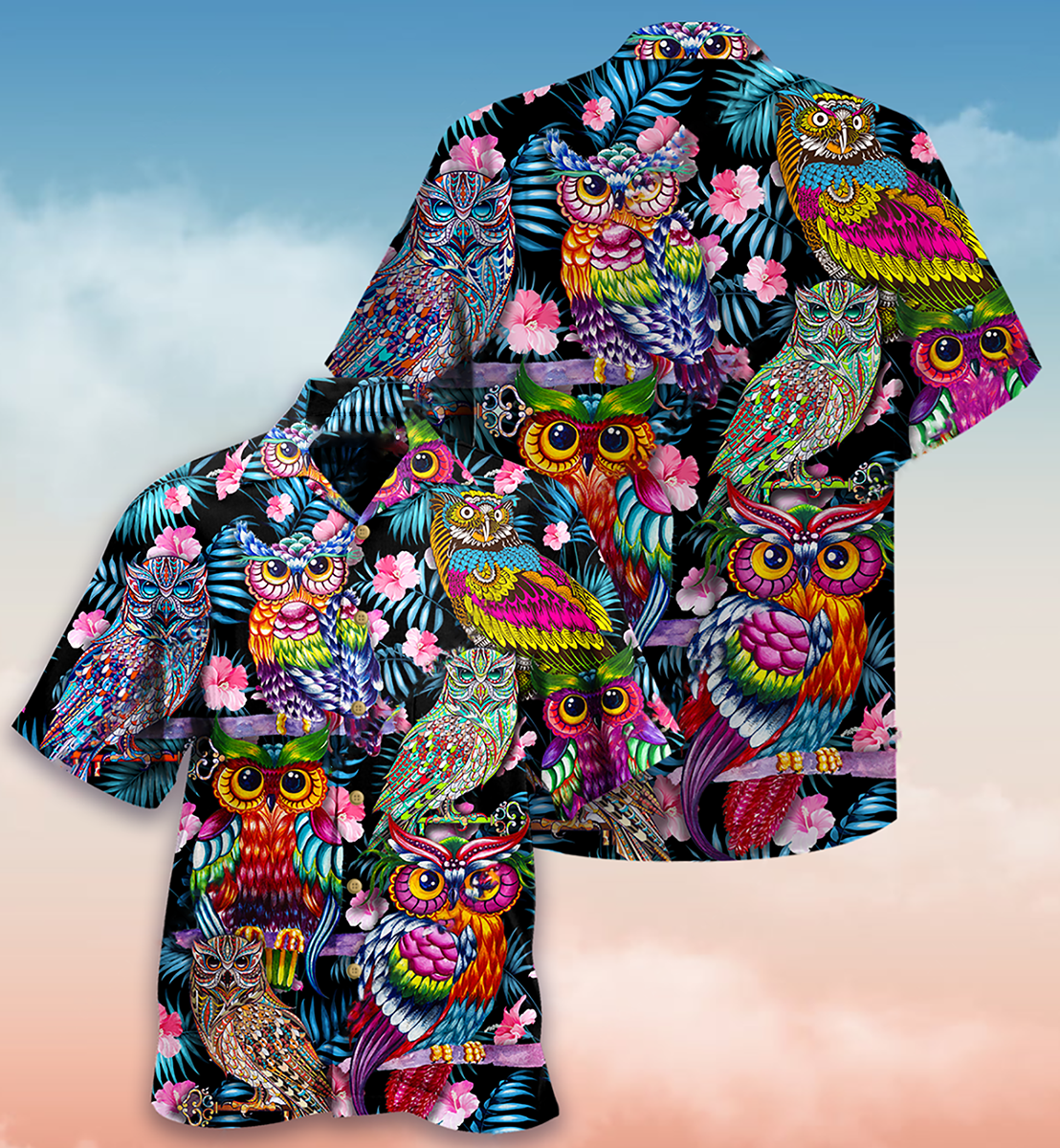 Owl And Nice Flowers - Hawaiian Shirt - Reefox