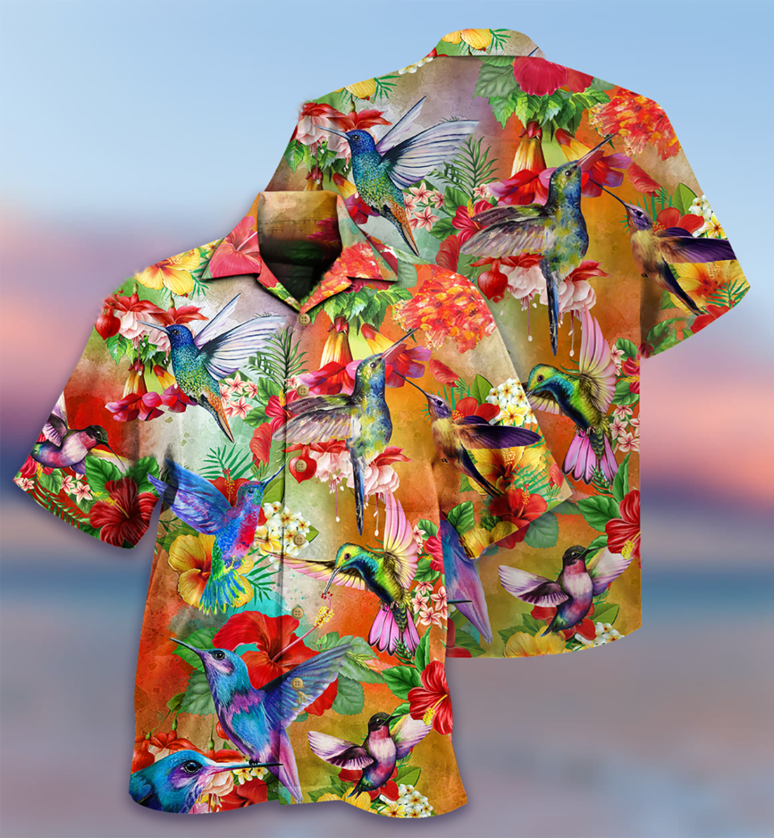 Hummingbird Love Flowers In Garden - Hawaiian Shirt - Reefox