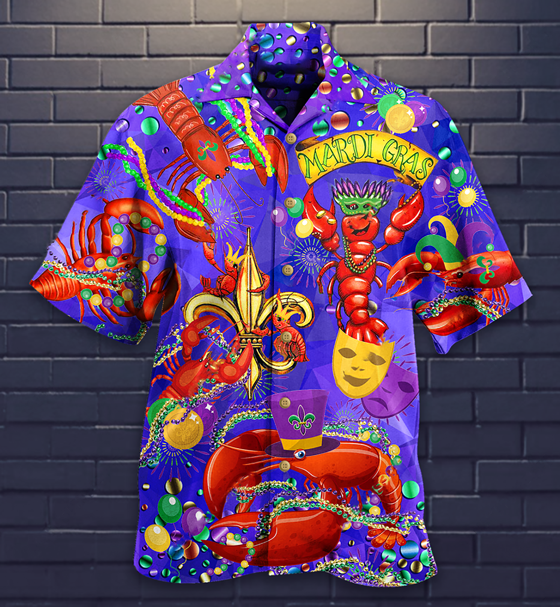Mardi Gras Shrimp Love Animals - Hawaiian Shirt - Reefox
