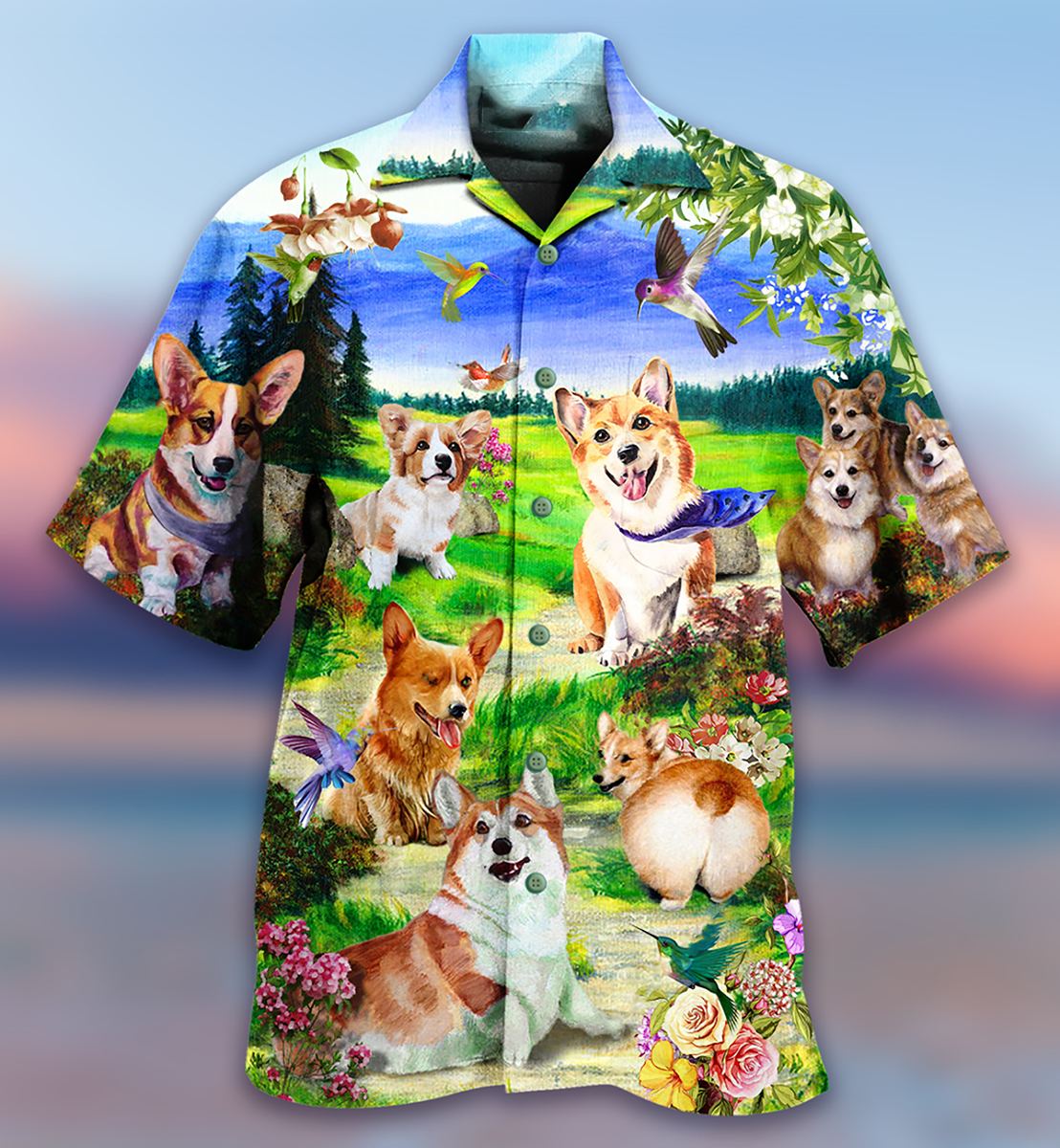 Corgi Dogs Love Blue Sky - Hawaiian Shirt - Reefox