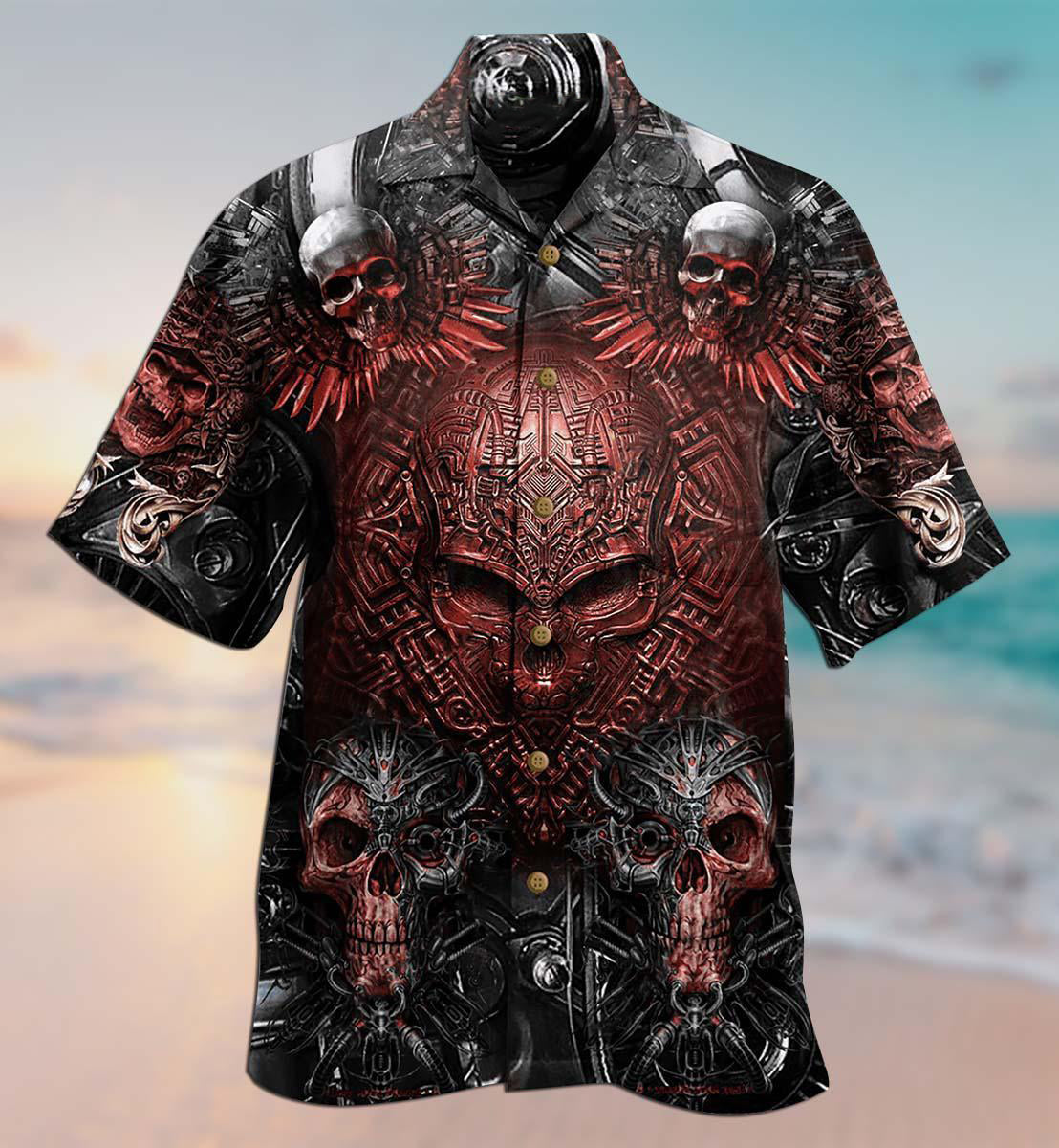 Skull Metal Style Angry - Hawaiian Shirt - Reefox