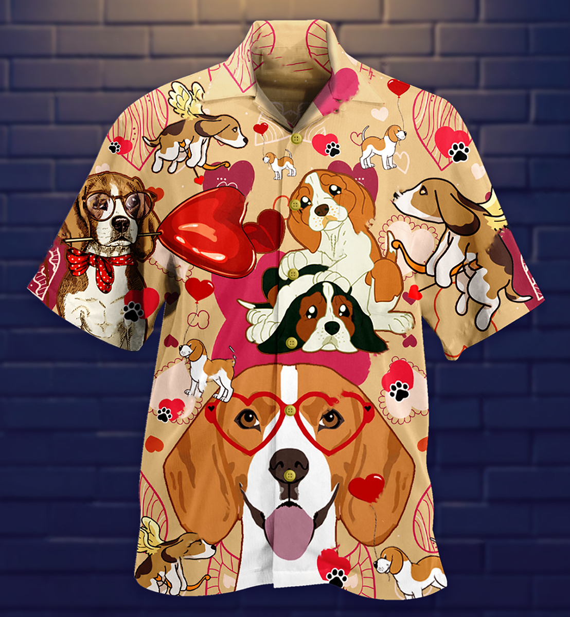 Beagle Dog And Valentine Love You - Hawaiian Shirt - Reefox