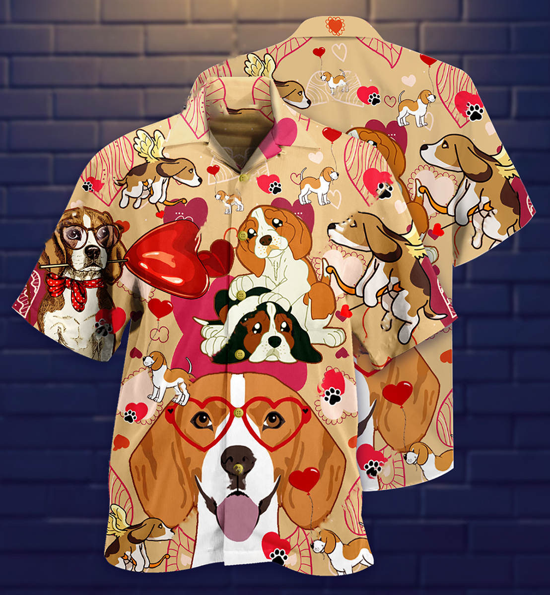 Beagle Dog And Valentine Love You - Hawaiian Shirt - Reefox