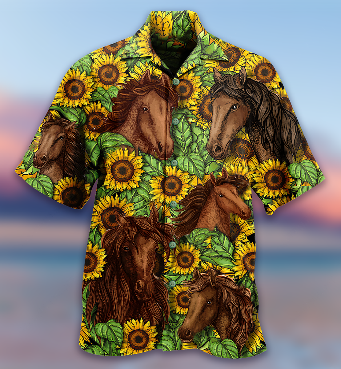 Horse And Sunflowers Amazing - Hawaiian Shirt - Reefox