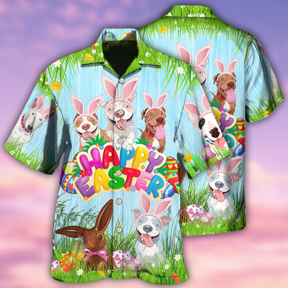 Eatser Happy PitBulls Funny - Hawaiian Shirt - Reefox