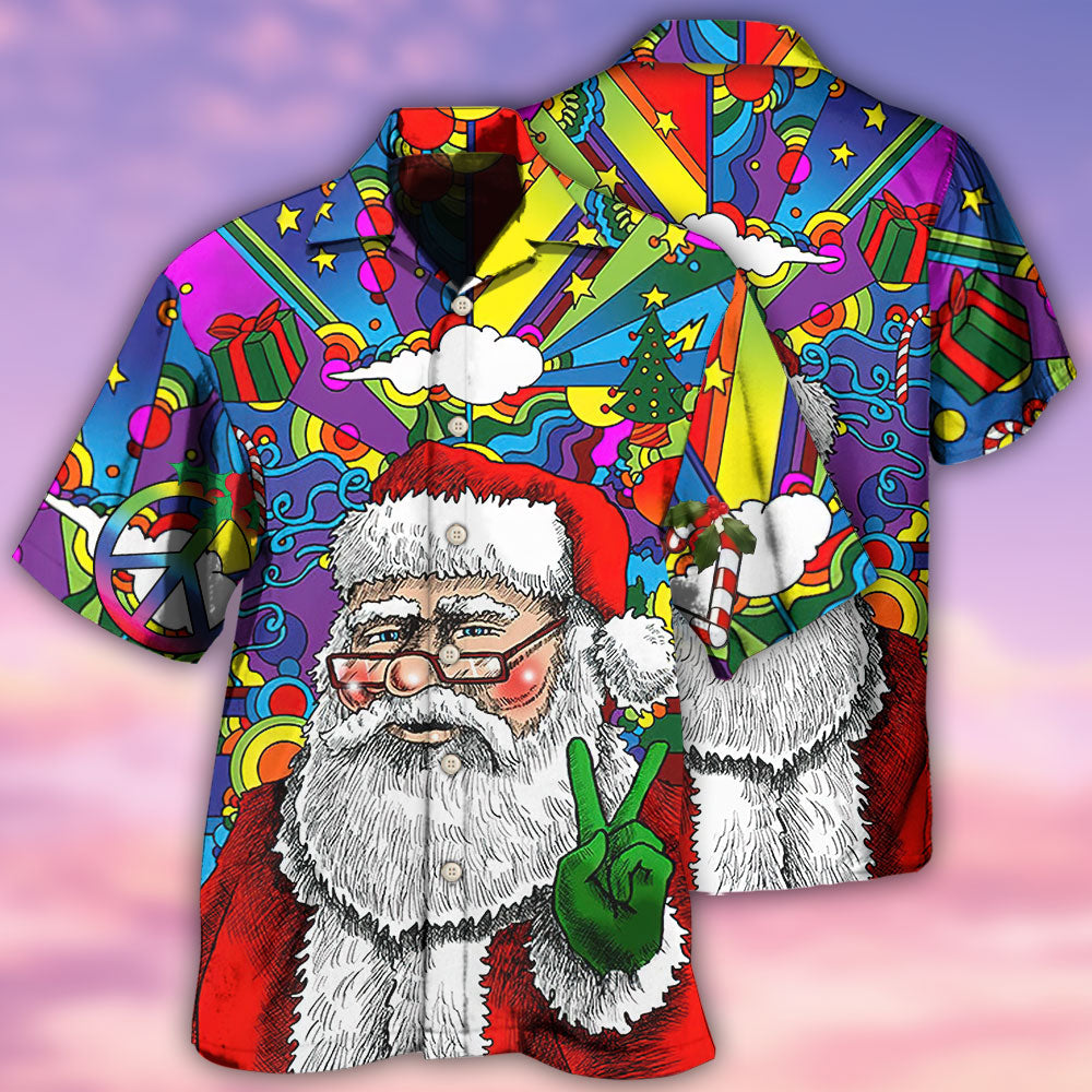Hippie Funny Santa Claus Christmas - Hawaiian Shirt - Reefox