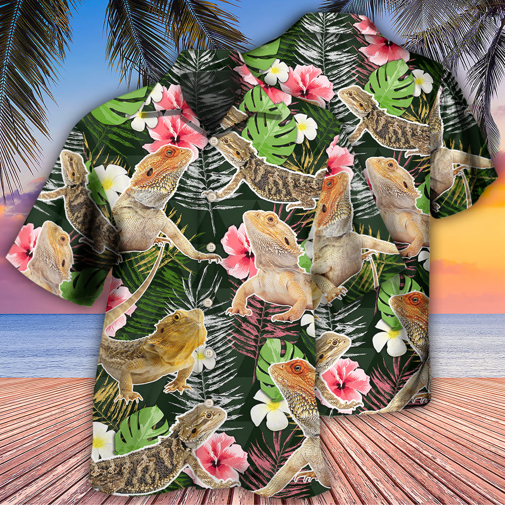 Bearded Dragon Tropical Leaf - Hawaiian Shirt - Reefox