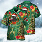 Christmas Black Cat Drinking Happy Christmas Tree Green Light - Hawaiian Shirt - Reefox