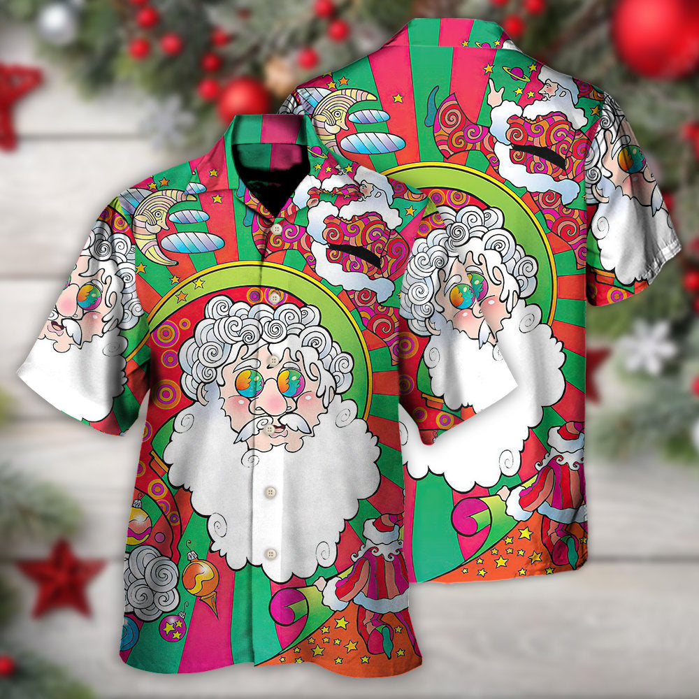 Christmas Santa Claus Psychedelic Colorful - Hawaiian Shirt - Reefox