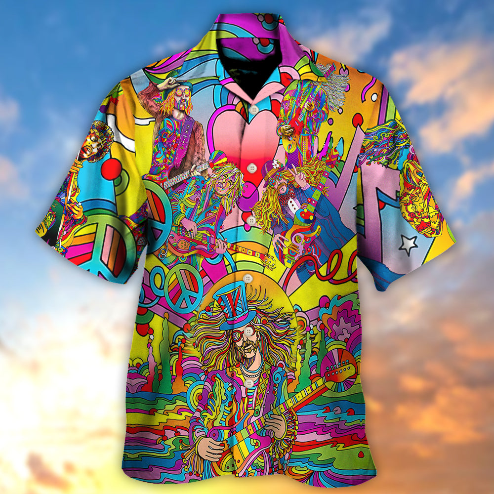 Hippie Music Guitar Psychedelic Musician - Hawaiian Shirt - Reefox