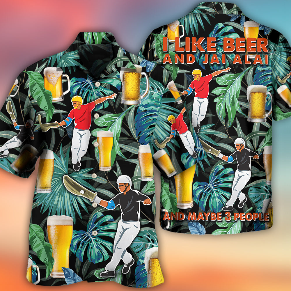 Beer And Jai Alai Tropical Pattern - Hawaiian Shirt - Reefox