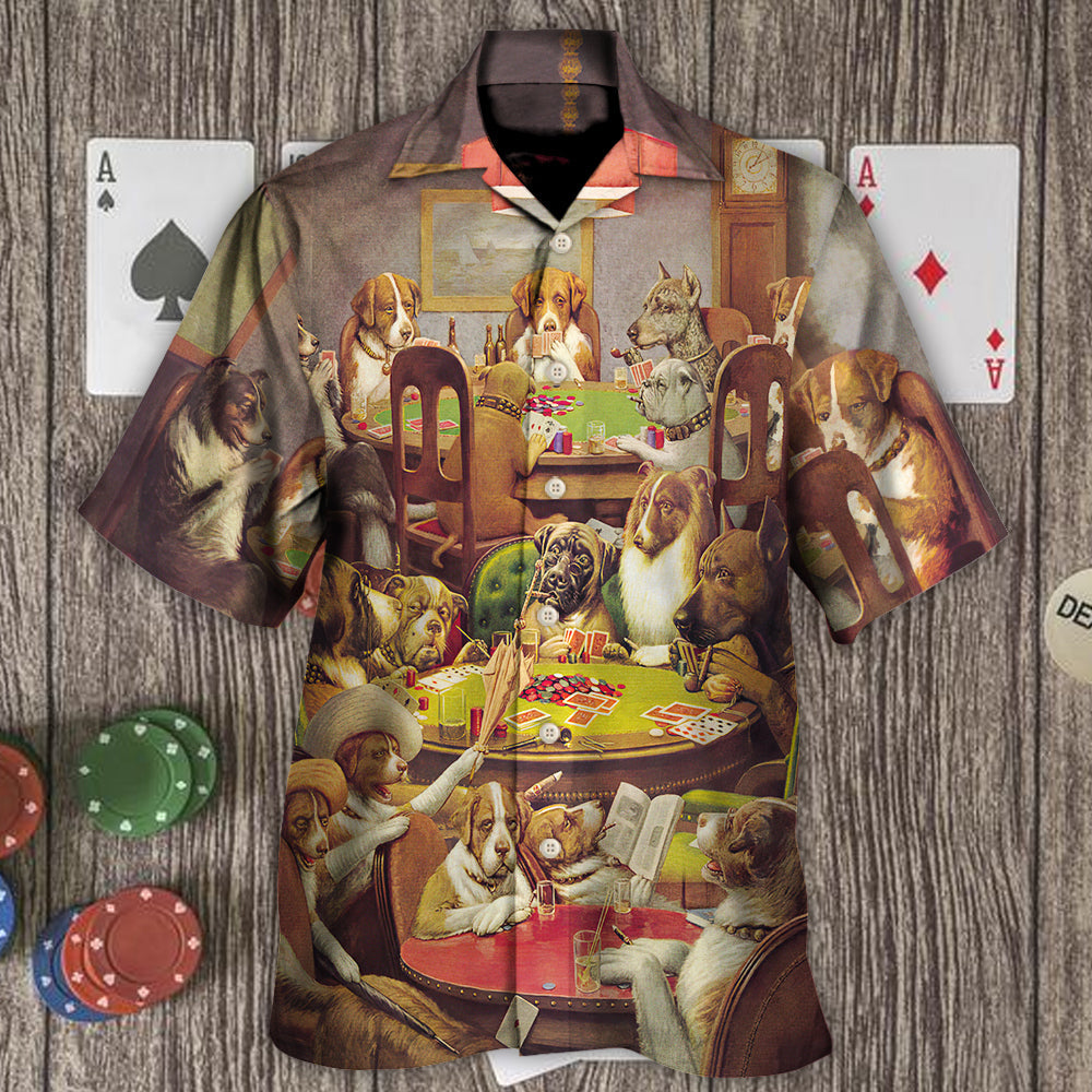 Gambling Dog Playing Poker - Hawaiian Shirt - Reefox