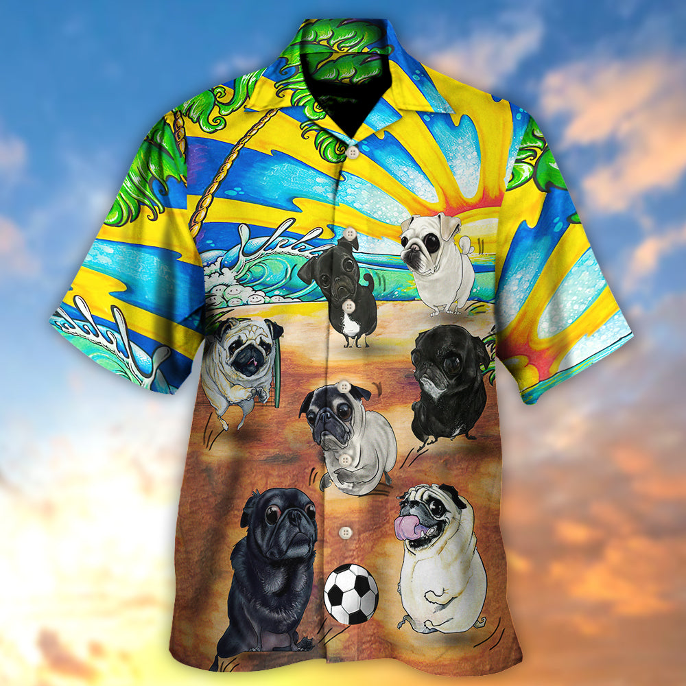 Soccer Beach Sports Pug Dog Beach - Hawaiian Shirt - Reefox