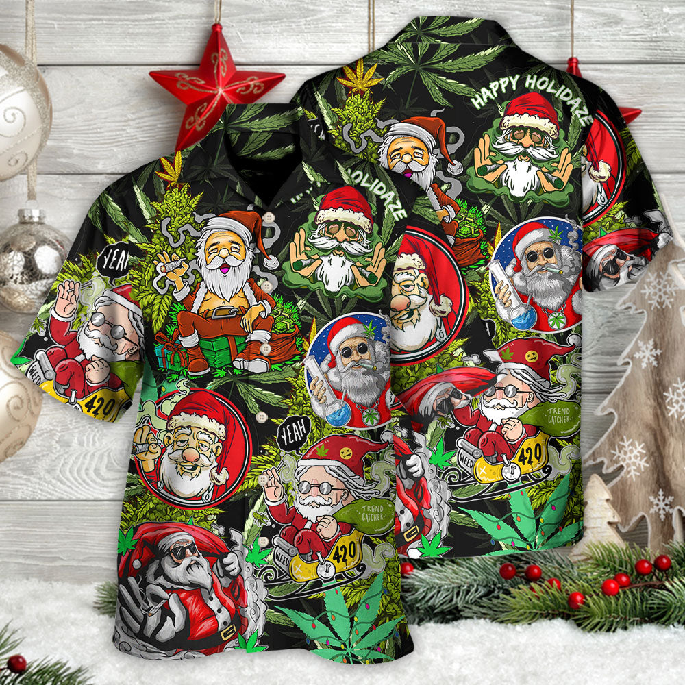Christmas Weed Smoking Santa Hippie - Hawaiian Shirt - Reefox