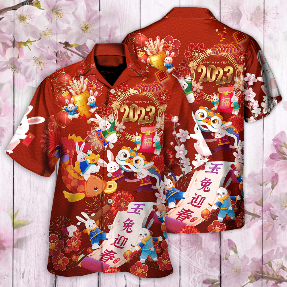 Chinese Lunar Year Rabbit Happy New Year 2023 - Hawaiian Shirt - Reefox