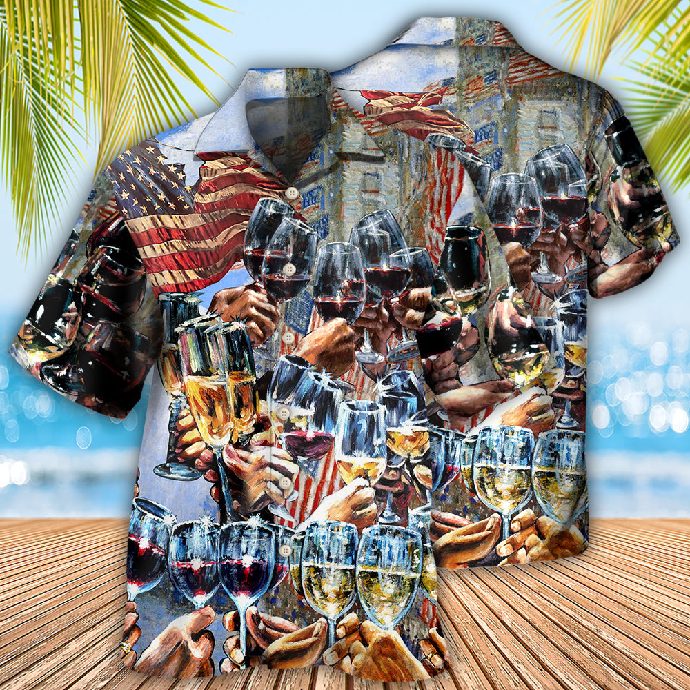 Wine Cheers Independence Day - Hawaiian Shirt - Reefox