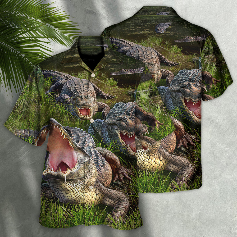 Crocodile The Crocodile Cannot Turn Its Head - Hawaiian Shirt - Reefox