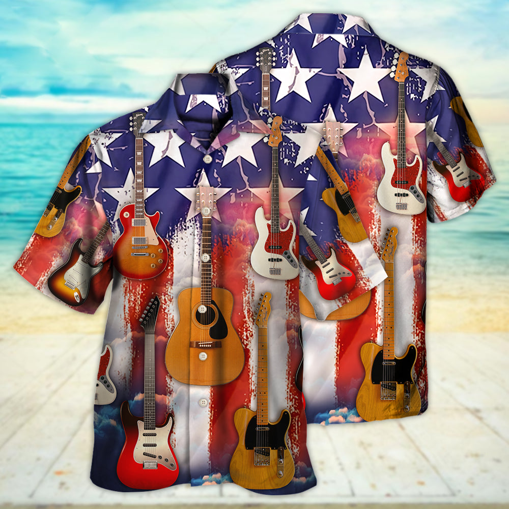 Guitar Independence Day Star America - Hawaiian Shirt - Reefox