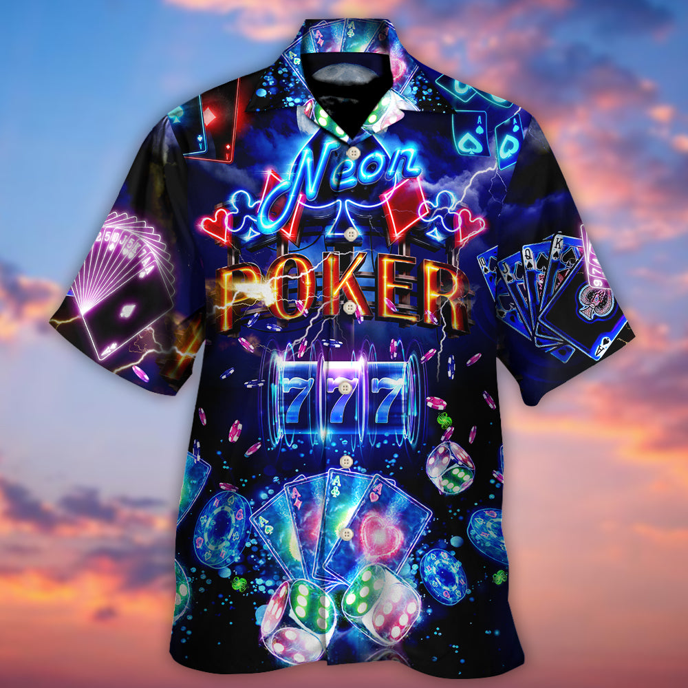 Poker Neon Casino Slot Machine With Jackpot - Hawaiian Shirt - Reefox