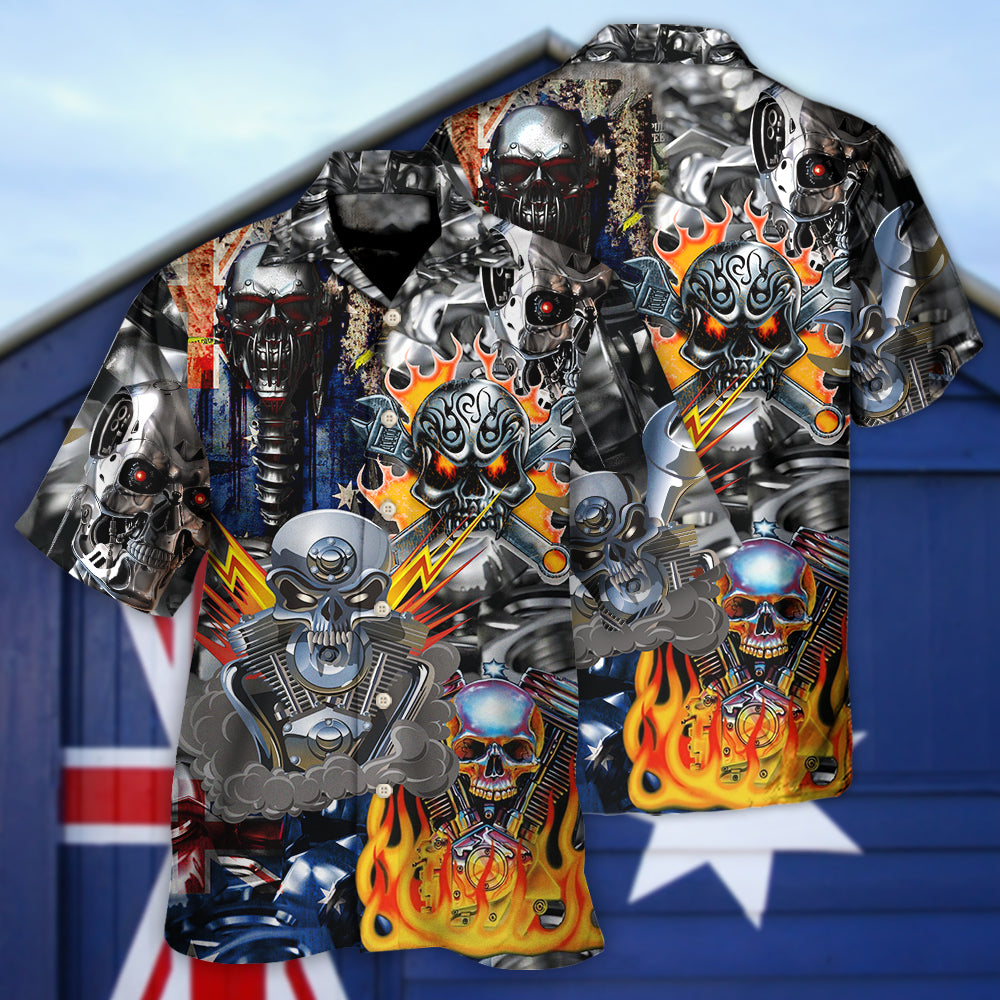 Skull Engine Piston Don't Fix Me Australia - Hawaiian Shirt - Reefox