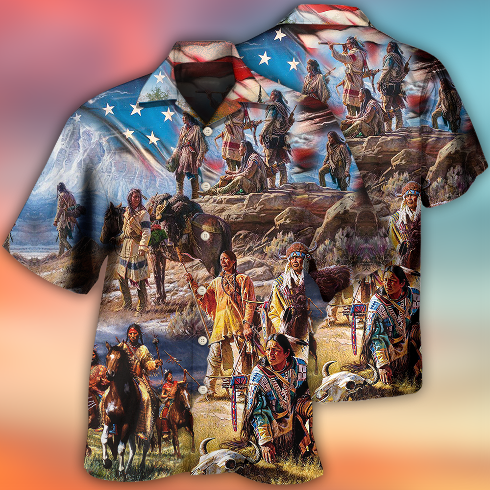 Native American Independence Day American Flag - Hawaiian Shirt - Reefox