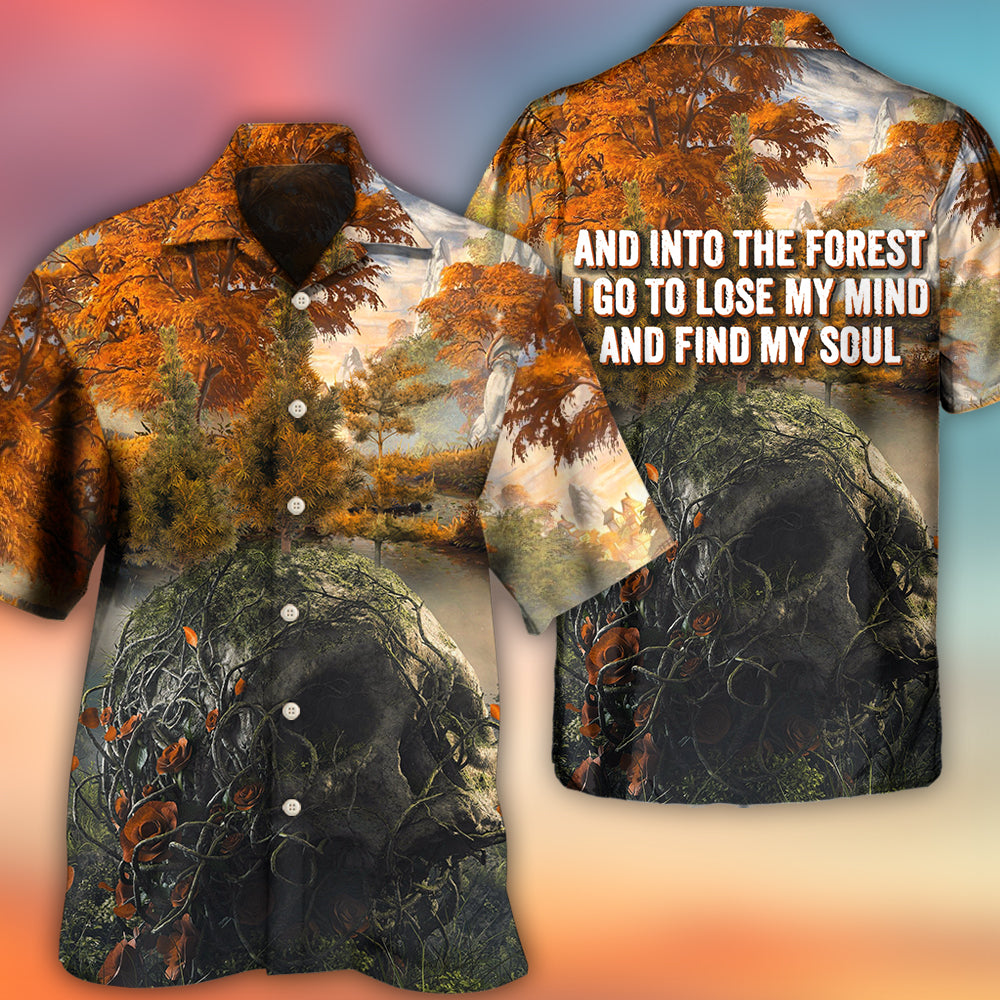 Skull Into The Forest I Go Hiking Lover Camping - Hawaiian Shirt - Reefox