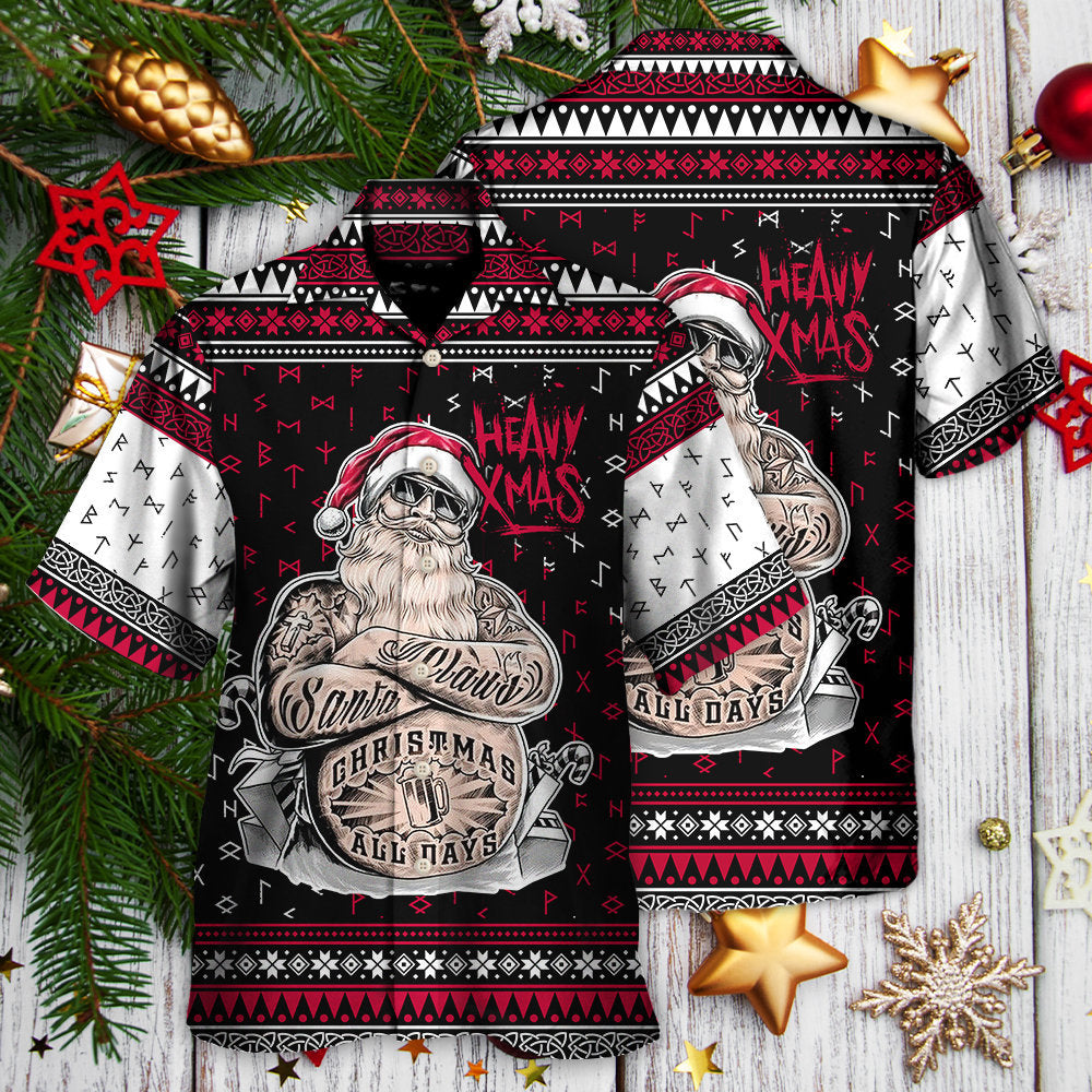 Christmas Tattoo Santa Funny Merry Xmas - Hawaiian Shirt - Reefox