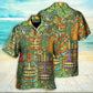 Tiki Mask Tropical Hawaii Sur Board And Palm Leaves - Hawaiian Shirt - Reefox
