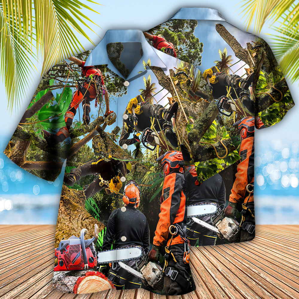 Arborist Tree Surgeon Climbing Tree Continuous - Hawaiian Shirt - Reefox