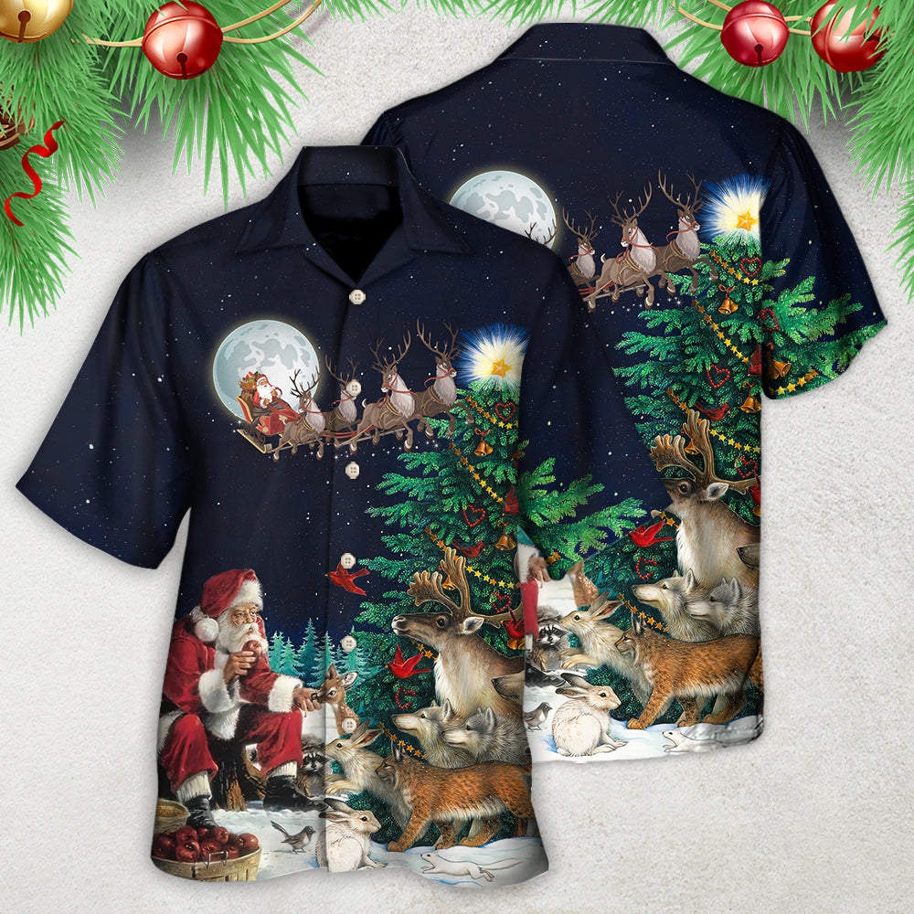 Christmas Santa Giving Christmas For Everyone Christmas Night - Hawaiian Shirt - Reefox