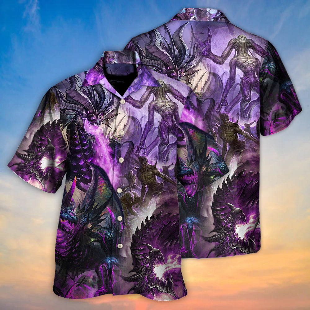 Dragon Purple Skull Monster Lightning Fight Art Style - Hawaiian Shirt - Reefox