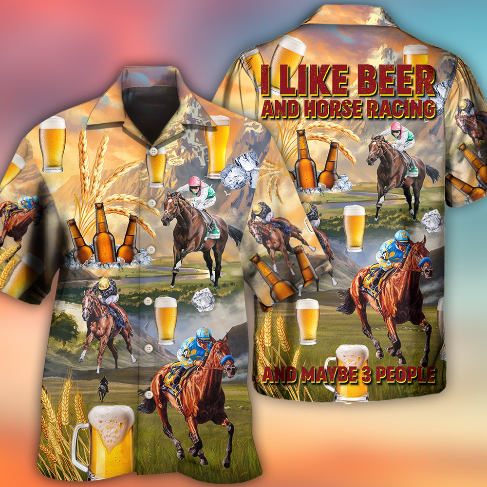 Beer And Horse Racing On The Steppe - Hawaiian Shirt - Reefox