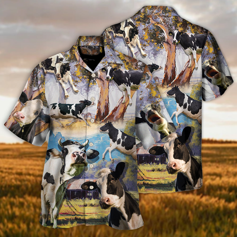 Cow Funny Dancing In The Australian Landscape Lover Cattle Art Style - Hawaiian Shirt - Reefox
