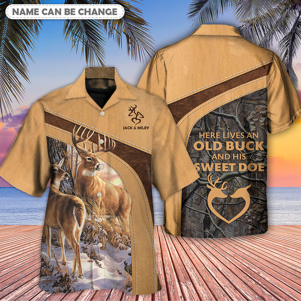 Deer Here Lives An Old Buck And His Sweet Doe Personalized - Hawaiian Shirt - Reefox
