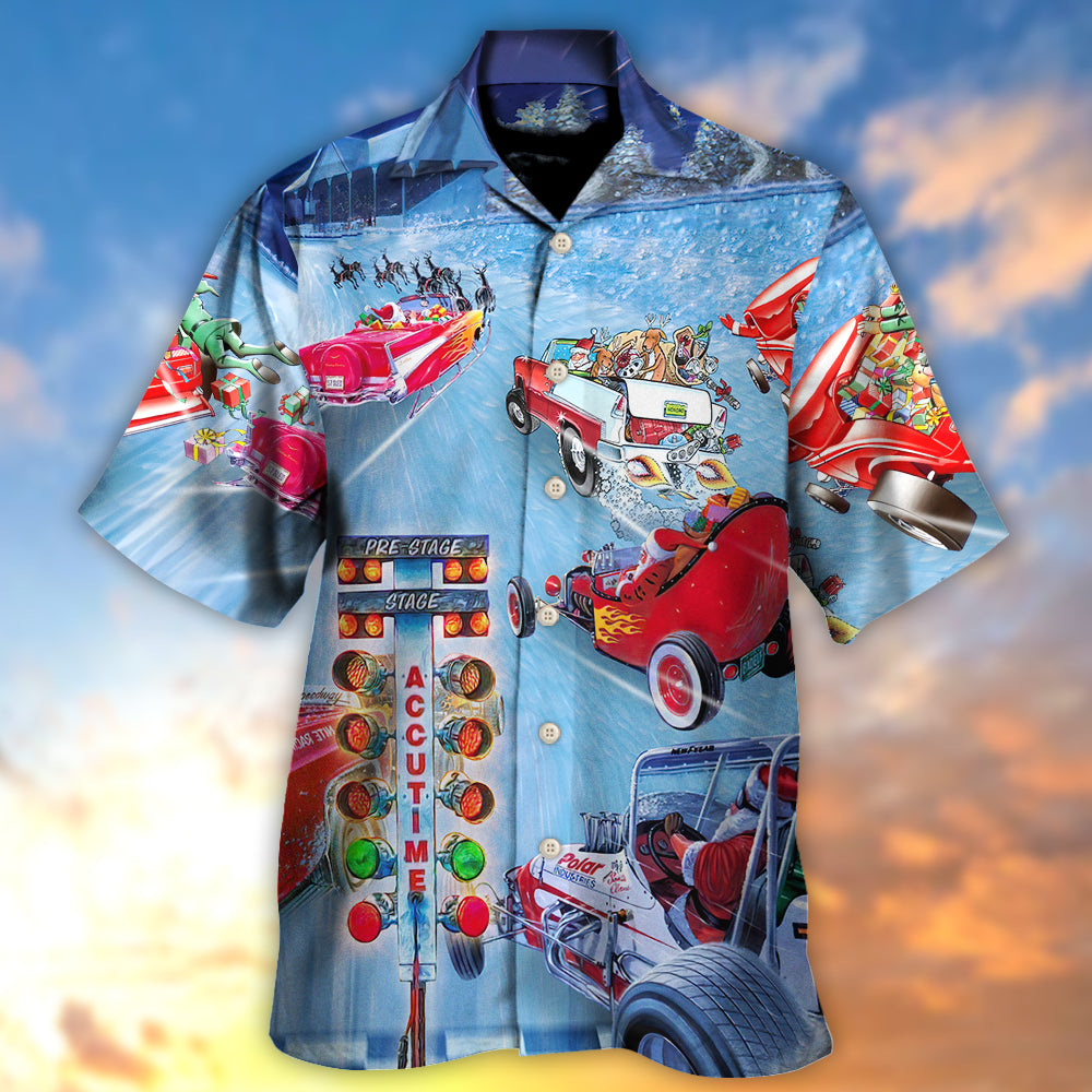 Christmas Santa Claus Start Drag Racing Light - Hawaiian Shirt - Reefox