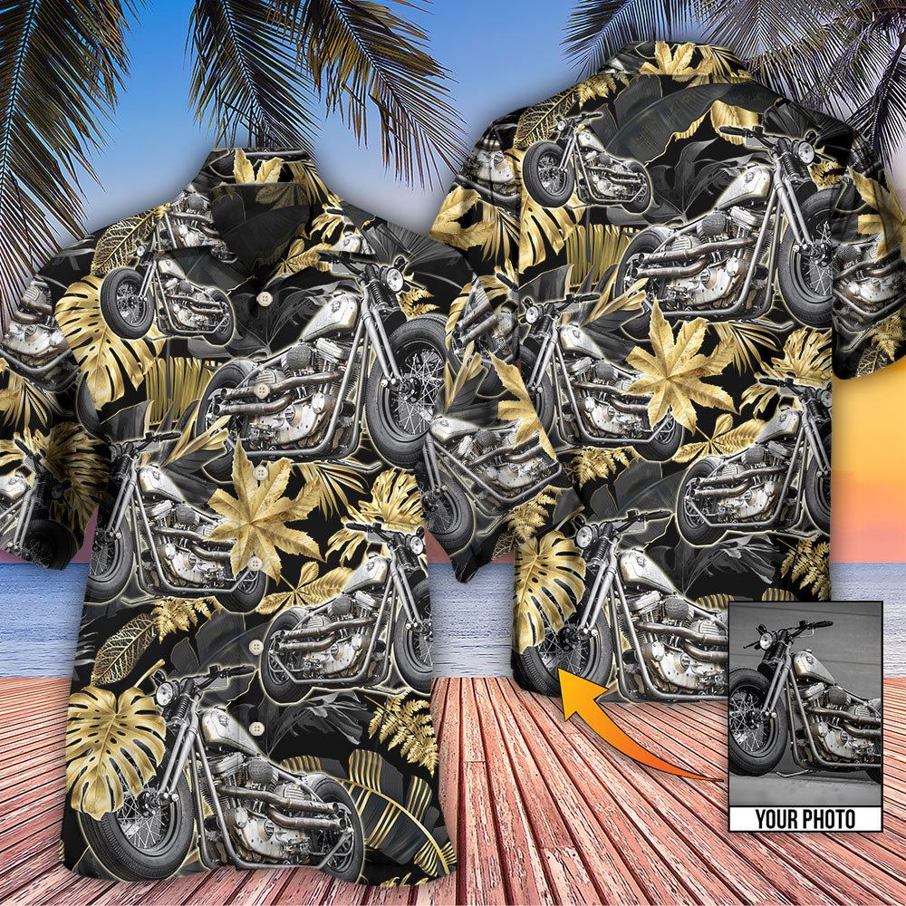 Bobber Motorcycle Tropical Vibe Custom Photo - Hawaiian Shirt - Reefox