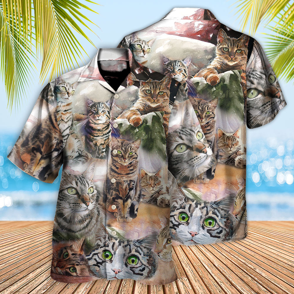 Tabby Cat Art Daily Portrait - Hawaiian Shirt - Reefox