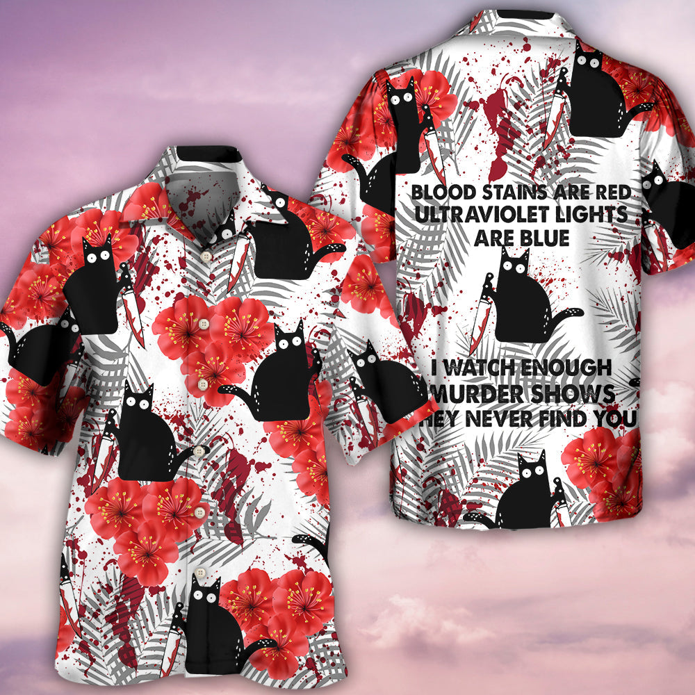 Black Cat Blood Stains - Hawaiian Shirt - Reefox