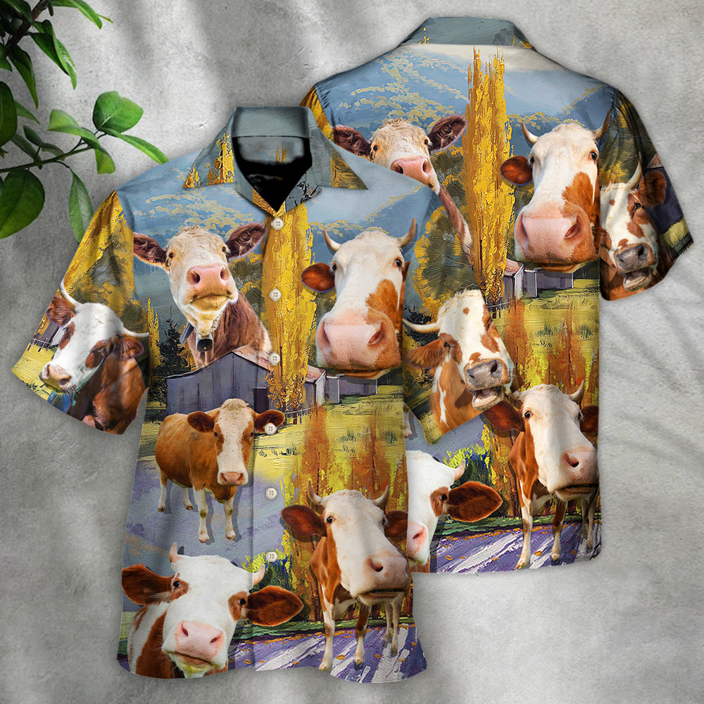 Cow Funny In The Australian Landscape Lover Cattle Art Style - Hawaiian Shirt - Reefox