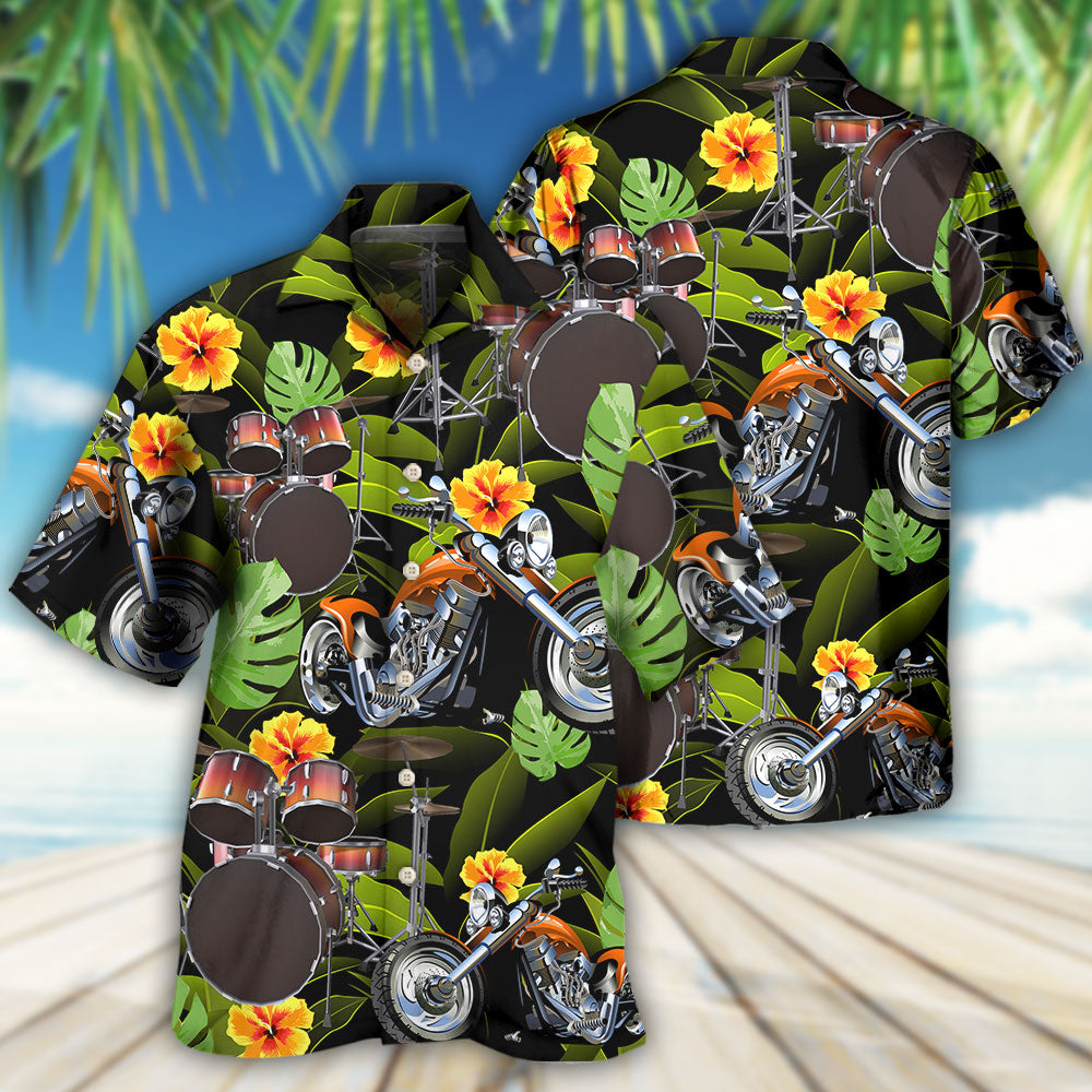 Drum Motorcycles I Like Motorcycles And Drums - Hawaiian Shirt - Reefox