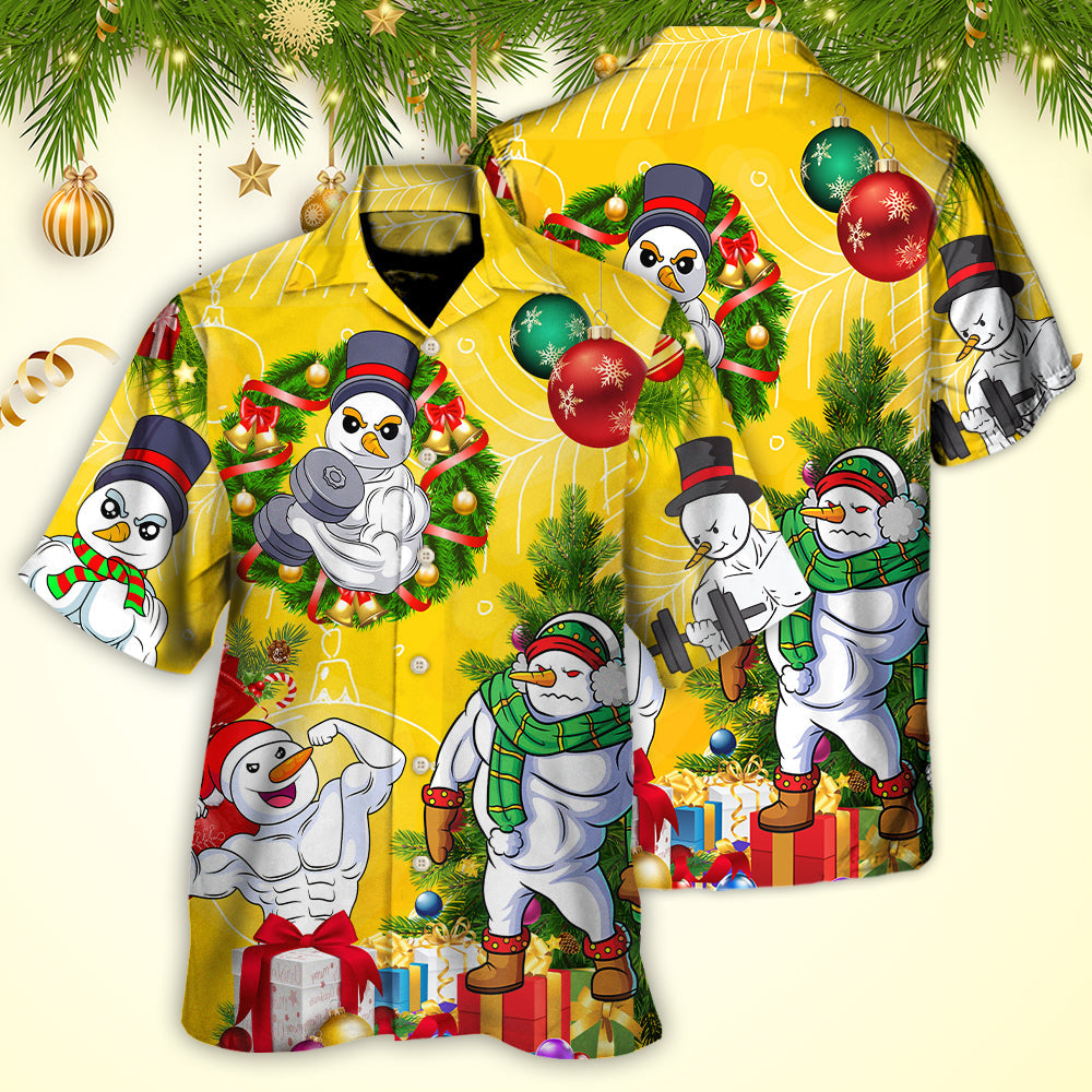 Christmas Frosty The Swoleman Snowman Workout Funny - Hawaiian Shirt - Reefox
