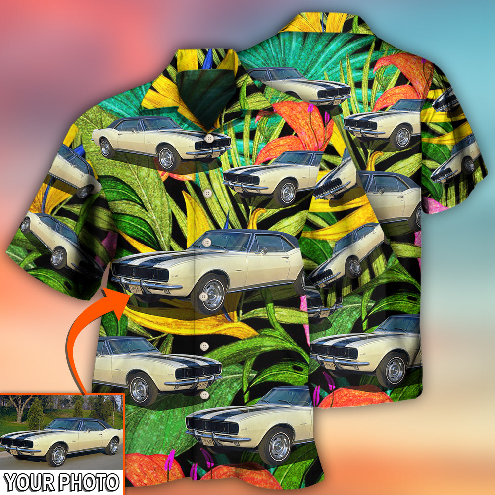 Car Camaro Car Classic Style Tropical Flower Custom Photo - Hawaiian Shirt - Reefox
