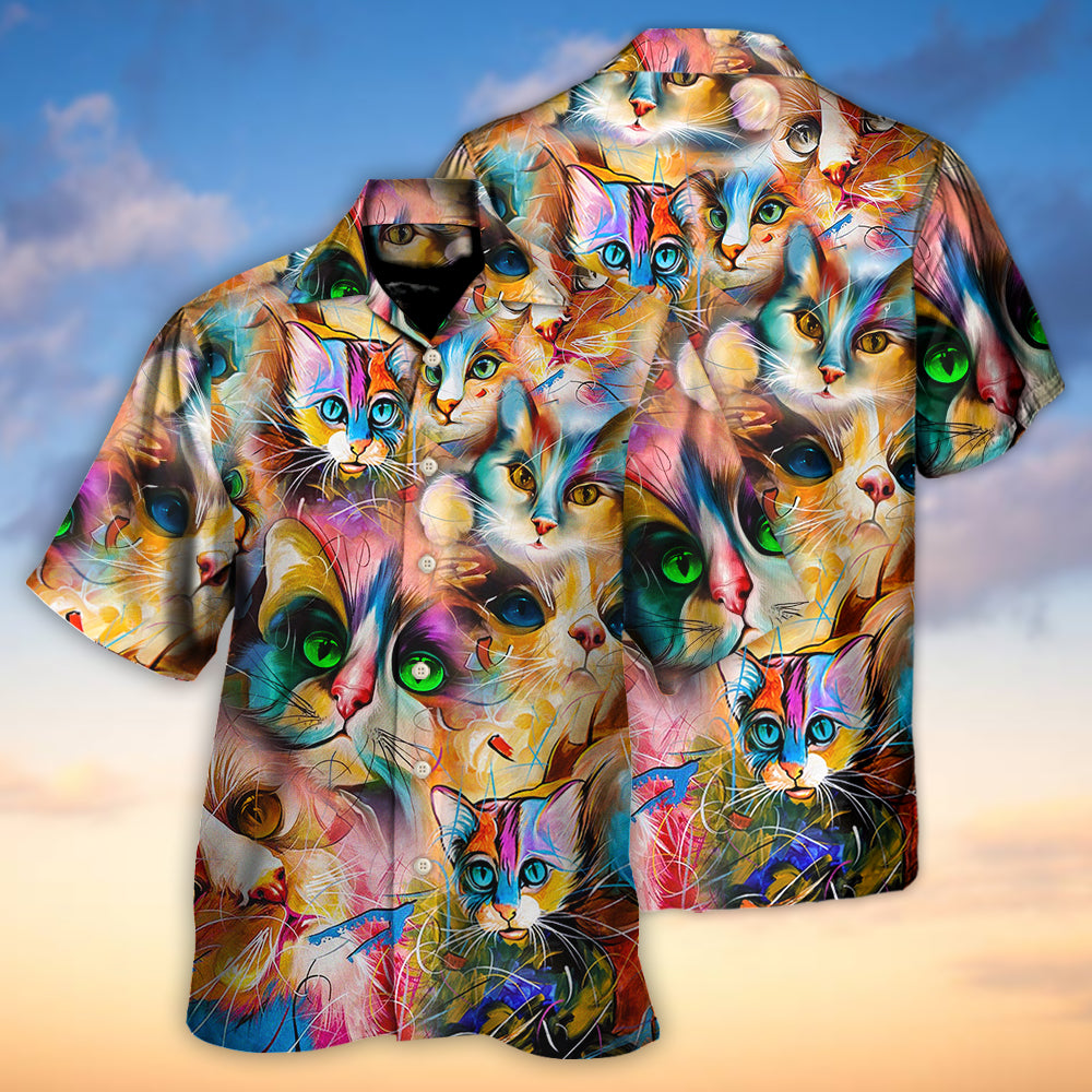 Cat Funny Art Lover Cat Colorful Mixer Style - Hawaiian Shirt - Reefox