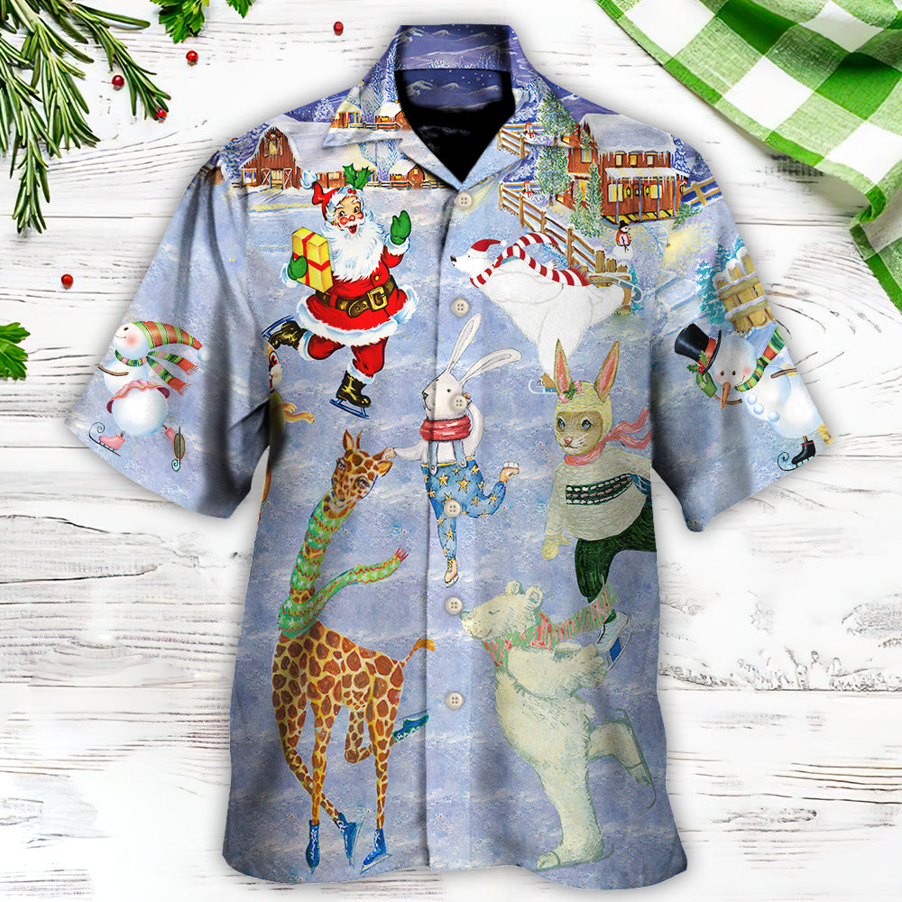 Christmas Holiday Ice Skating Party Animal - Hawaiian Shirt - Reefox