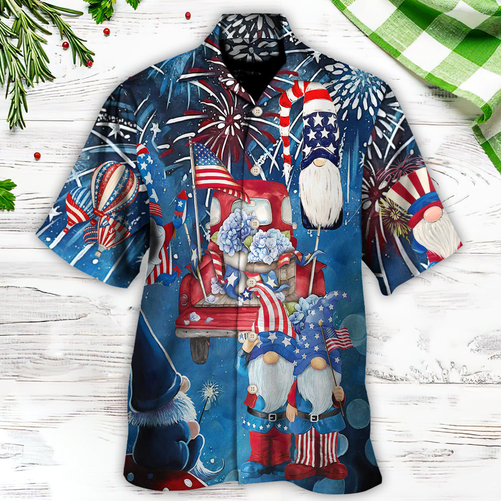Independence Day Cute Three Trio Gnome 4th Of July - Hawaiian Shirt - Reefox